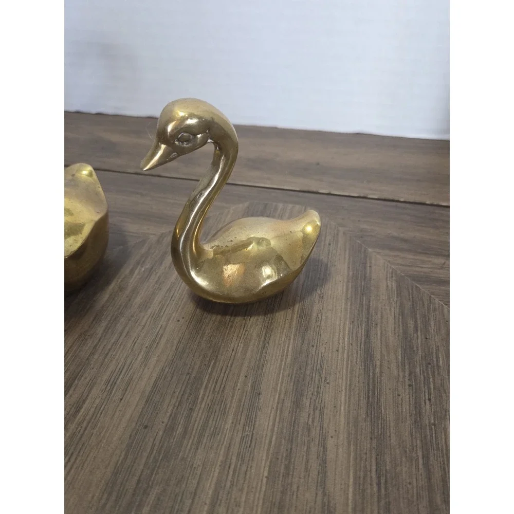 vintage solid brass swan figurines or geese, Cottagecore Farmhouse